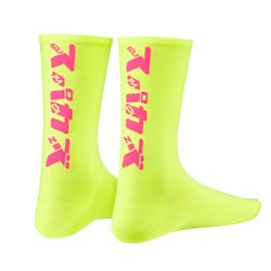 SUPACAZ SOCK KATAKANA NEON YELLOW NEON PINK SIZE L/XL