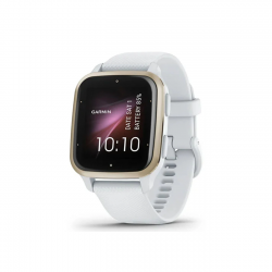 VENU SQ 2 CREAM GOLD ALUMINUM BEZEL WITH WHITE CASE AND SILICONE BAND